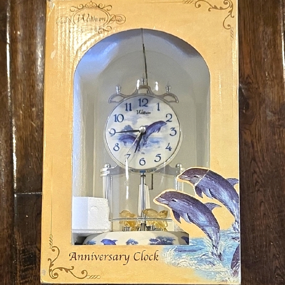 Waltham Dolphin Themed Clock with Blue Accents